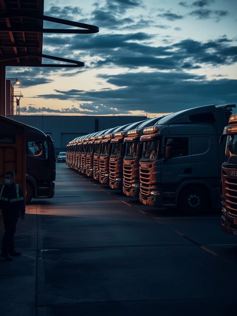 Truck fleet yard at a loading dock